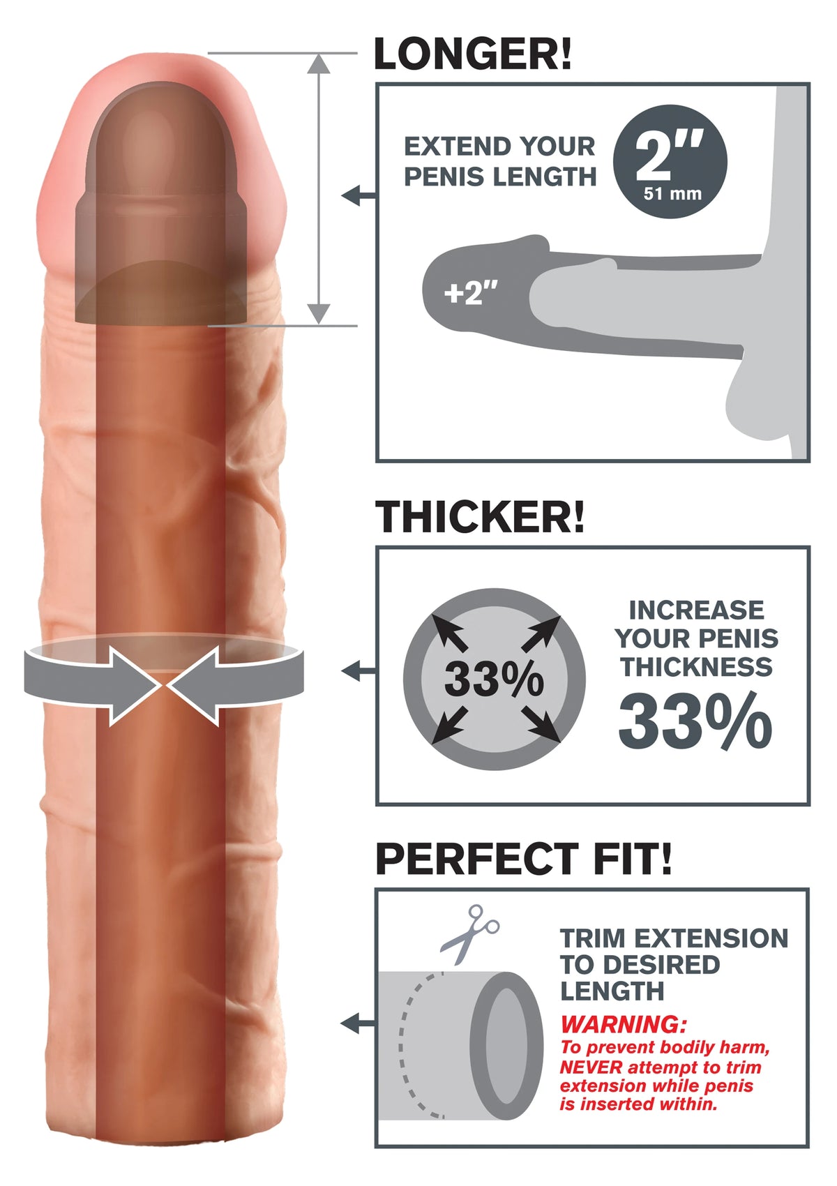 Perfect 2 inç uzatmalı penis kılıfı – görsel 4
