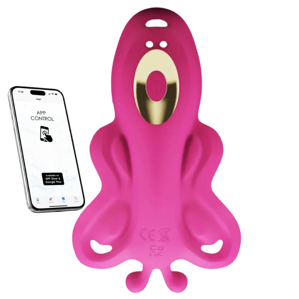 Phone Vibe Uygulama Kontrollü Kayışlı Kelebek Vibratör – Pembe