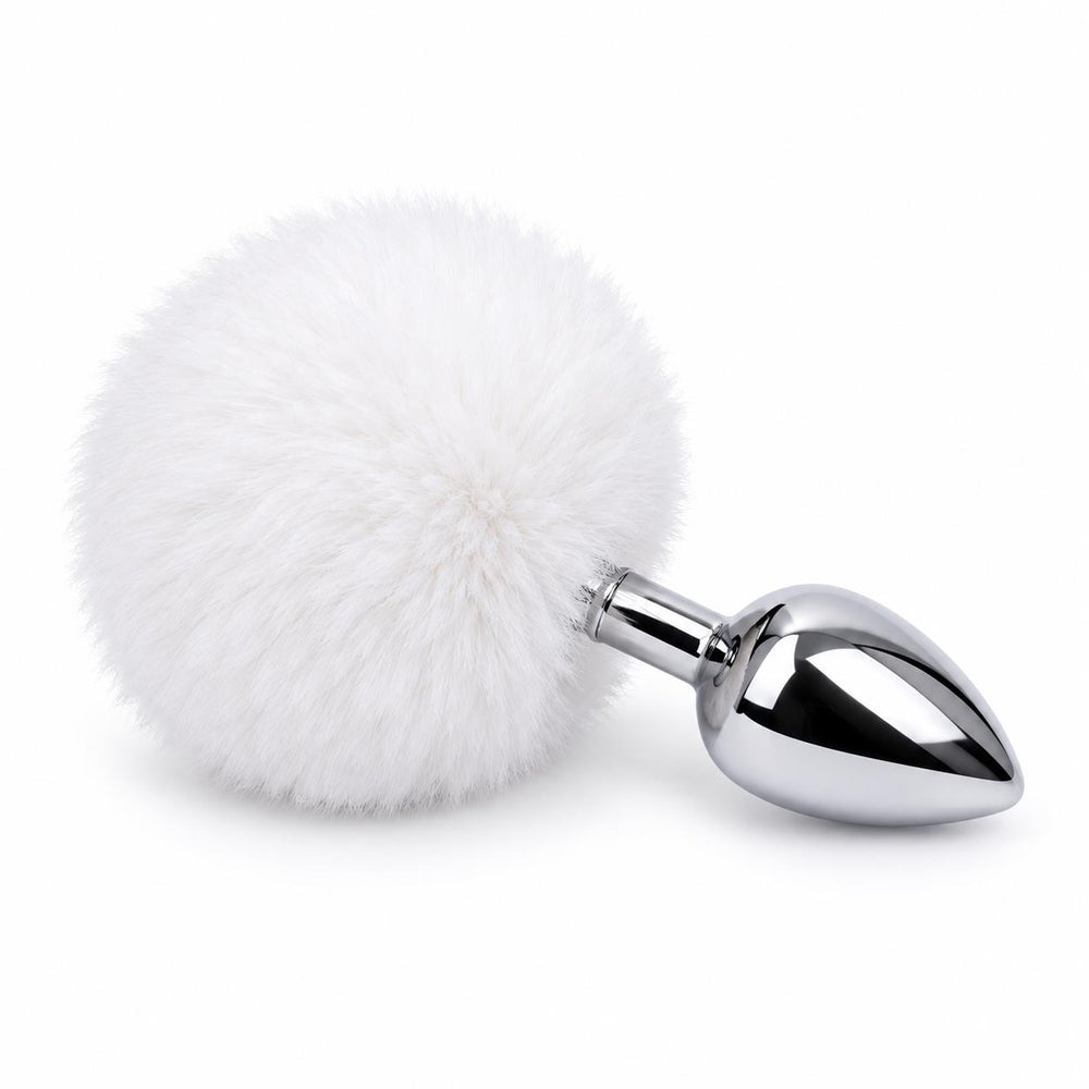 Ponponlu Küçük Boy Metal Anal Plug 7 cm – Beyaz