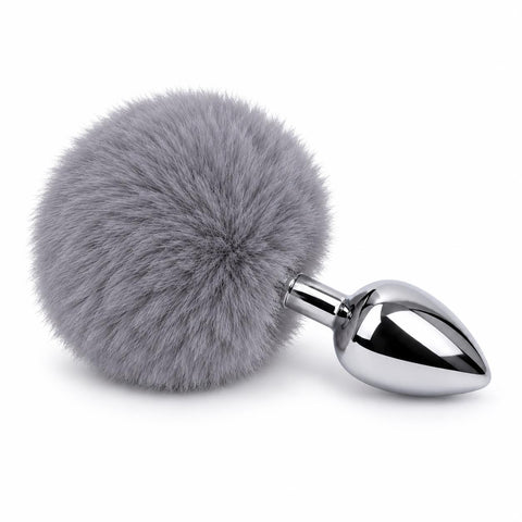 Ponponlu Küçük Boy Metal Anal Plug 7 cm – Gri