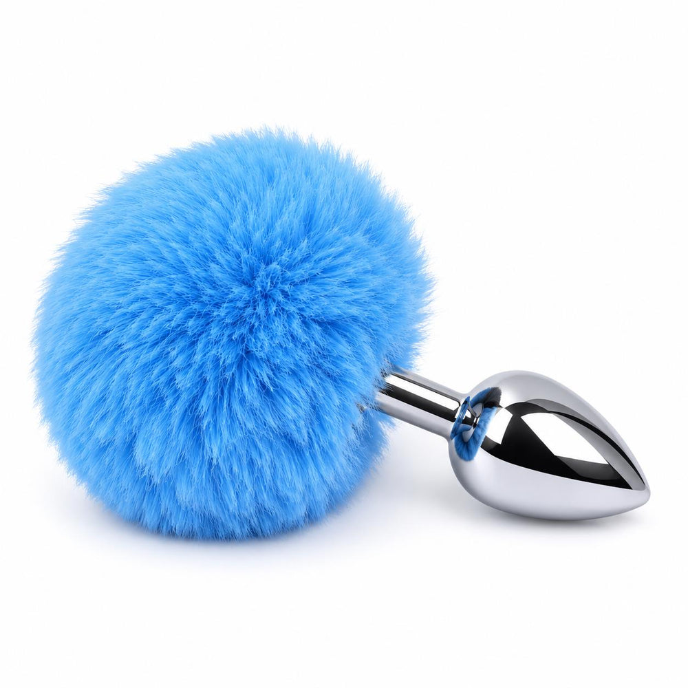 Ponponlu Küçük Boy Metal Anal Plug 7 cm – Mavi