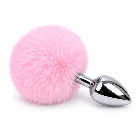 Ponponlu Küçük Boy Metal Anal Plug 7 cm – Pembe