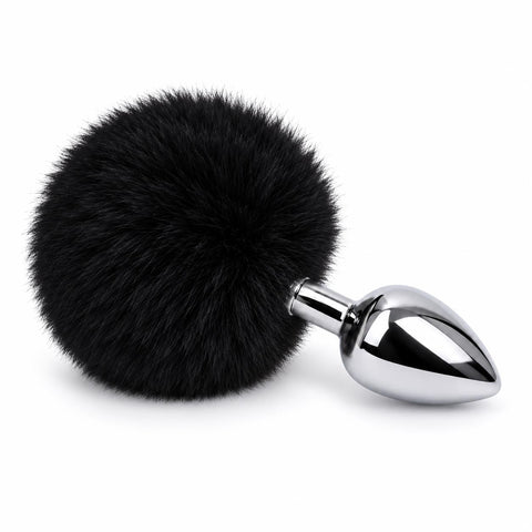 Ponponlu Küçük Boy Metal Anal Plug 7 cm – Siyah