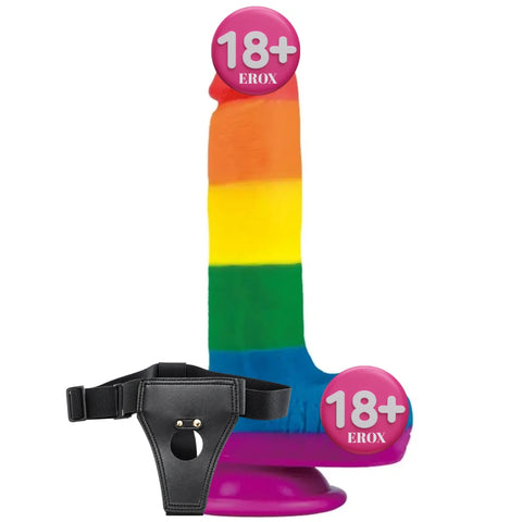 Prider Gökkuşağı Renkli Platin Silikon Dildo 19,5 cm
