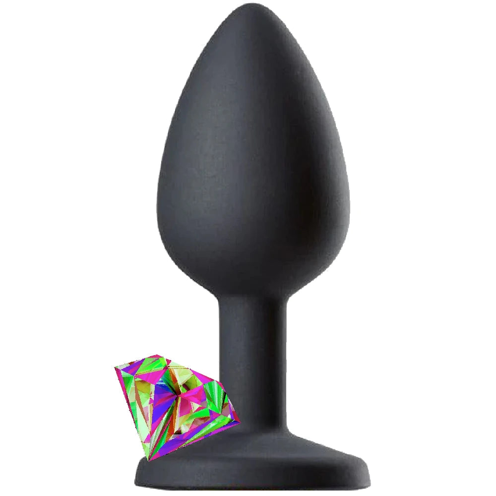 Rainbow çok renkli taşlı silikon anal plug medium – görsel 1