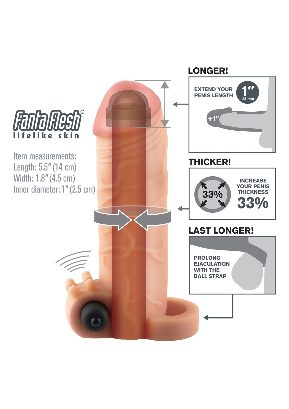 Real Feel 1 inç titreşimli penis kılıfı – görsel 4