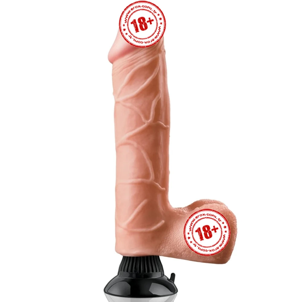 Real Feel Deluxe No:11 Testisli Titreşimli Dev Realistik Penis – Ten