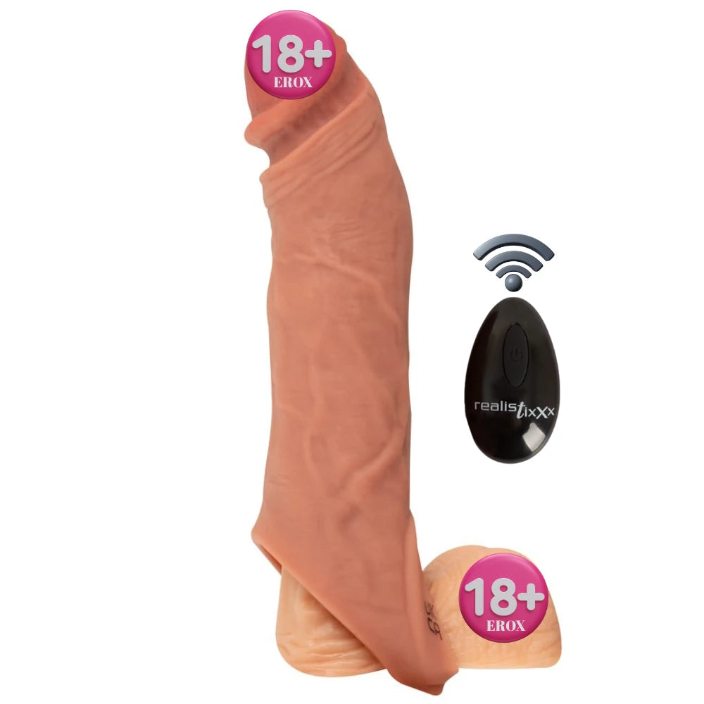 RealSleeve Kumandalı Titreşimli Testis Halkalı Uzatmalı Kılıf