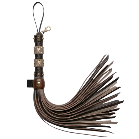 Rebellion Reign Bronz Çivili Saplı Flogger – Sentetik Deri