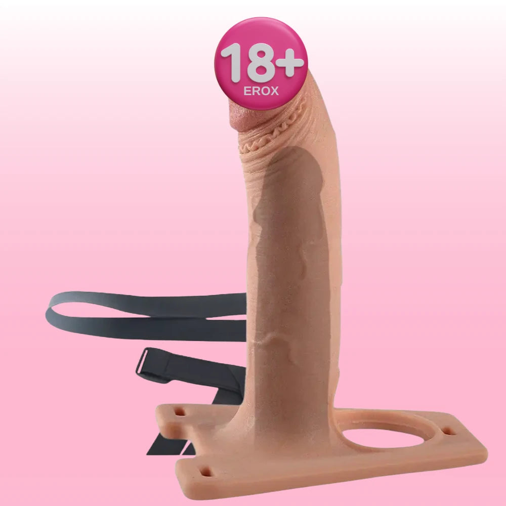 Rodeo Ten Dokulu Sıvı Silikon İçi Boş Kemerli Penis 20 cm