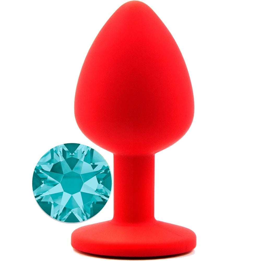 Safe Body Mavi Taşlı Silikon Anal Plug Büyük Boy – Kırmızı