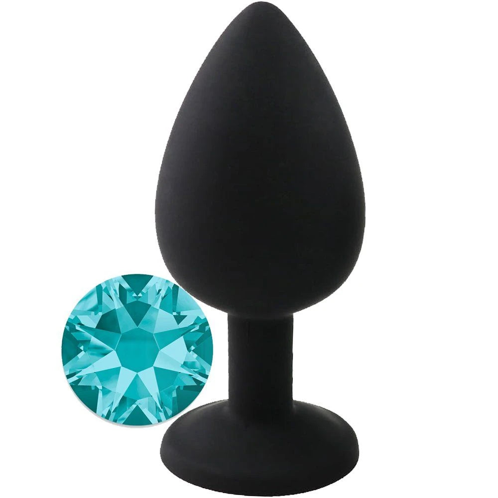 Safe Body Mavi Taşlı Silikon Anal Plug Büyük Boy – Siyah