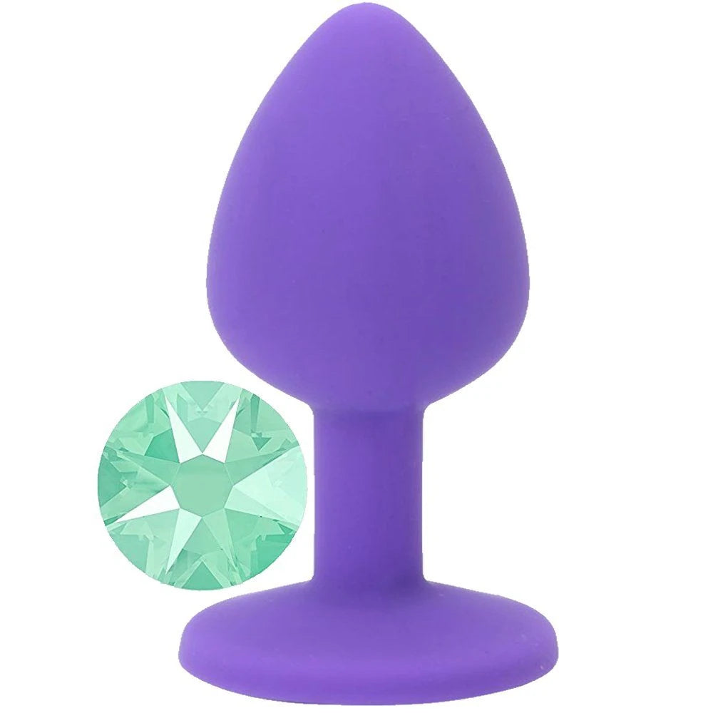 Safe Body Yeşil Taşlı Silikon Anal Plug Küçük Boy – Mor