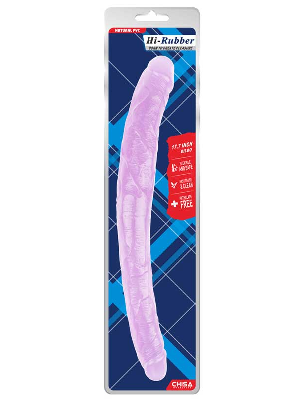 şeffaf jel çift taraflı dildo 45 cm mor – görsel 2