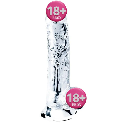 Şeffaf Kavisli Jel Dokulu Realistik Dildo 19 cm