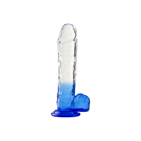 Şeffaf Mavi Silikon Realistik Dildo 15 cm – Vantuzlu