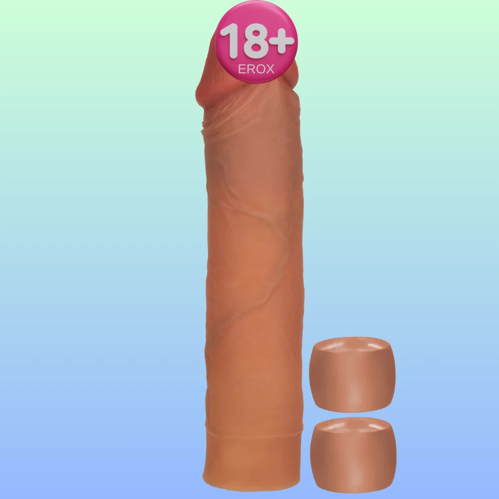 Silikon Penis Uzatma Kılıfı 20 cm – Kahverengi, Durduruculu