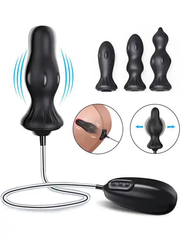 Şişirilebilir ve Titreşimli Şarjlı Anal Plug Seti, 4 Tasarım