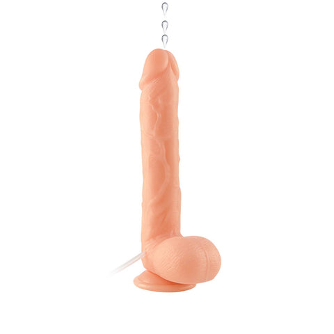 Sıvı Püskürtmeli Realistik Dildo 23 cm – Pompalı, Vakumlu Taban