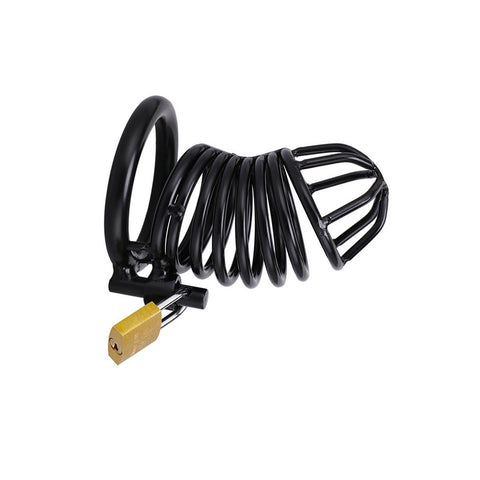 Siyah Çelik Penis Kafesi, Asma Kilitli – 40 mm Halka
