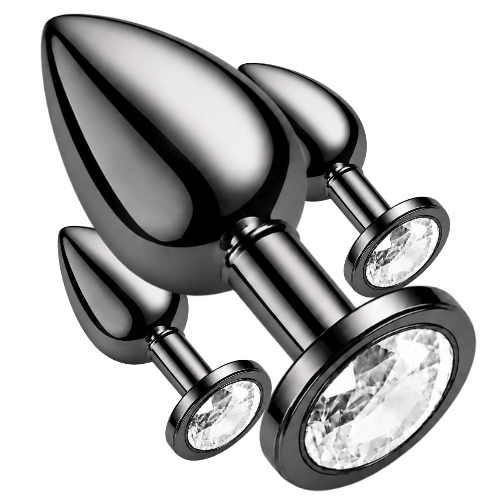 taşlı metal anal plug seti – görsel 1