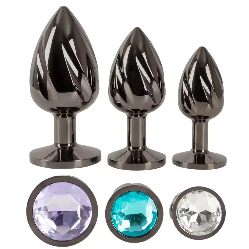 taşlı metal anal plug seti – görsel 3