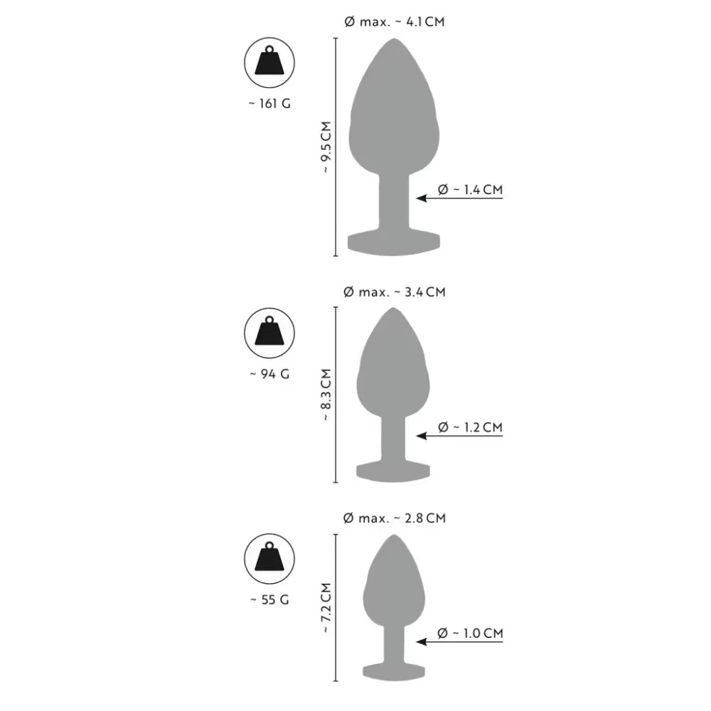 taşlı metal anal plug seti – görsel 4