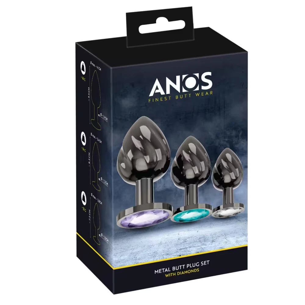 taşlı metal anal plug seti – görsel 5