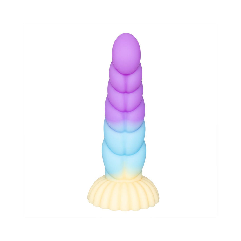 Spiral Unicorn Tasarımlı Renkli Silikon Dildo 22 cm – Vakumlu Taban