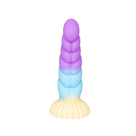 Spiral Unicorn Tasarımlı Renkli Silikon Dildo 22 cm – Vakumlu Taban