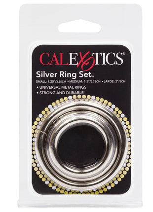 Calexotics Silver Ring 3 Piece Set Metal Penis Halkası Seti