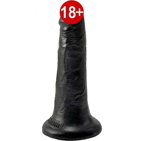 Testissiz Damarlı Vantuzlu Realistik Dildo – 17,8 cm, Siyah