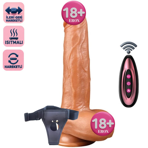 The Realistic Stimulation Isıtmalı Hareketli Kemerli Penis 23 cm