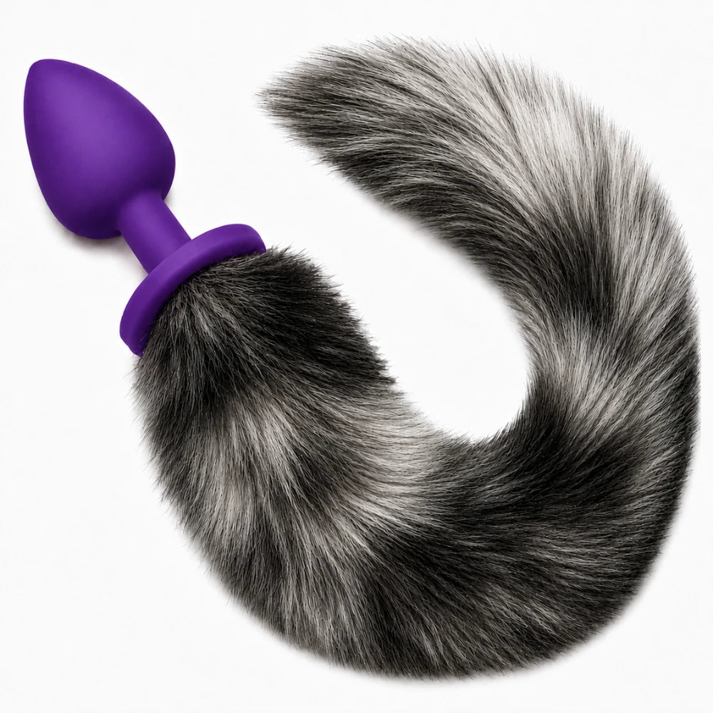 mor tilki kuyruklu silikon anal plug – görsel 1