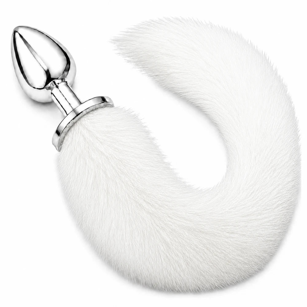 Tilki Kuyruklu Metal Anal Plug 40 cm Kuyruk – Beyaz