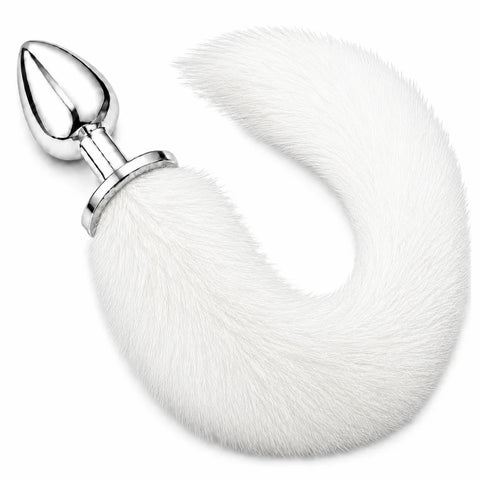 Tilki Kuyruklu Metal Anal Plug 40 cm Kuyruk – Beyaz