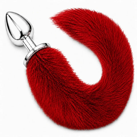 Tilki Kuyruklu Metal Anal Plug 40 cm Kuyruk – Kırmızı