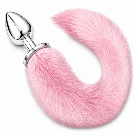Tilki Kuyruklu Metal Anal Plug 40 cm Kuyruk – Pembe