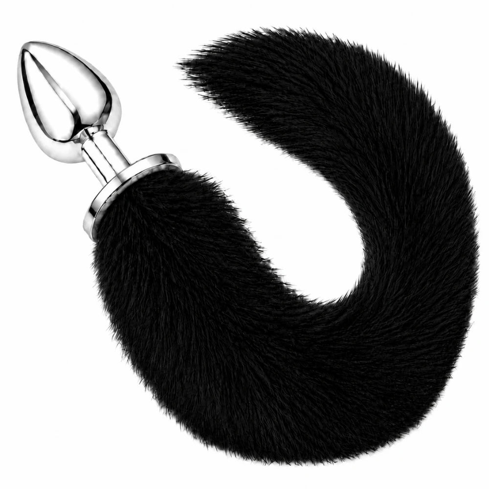 tilki kuyruklu metal anal plug siyah – görsel 1