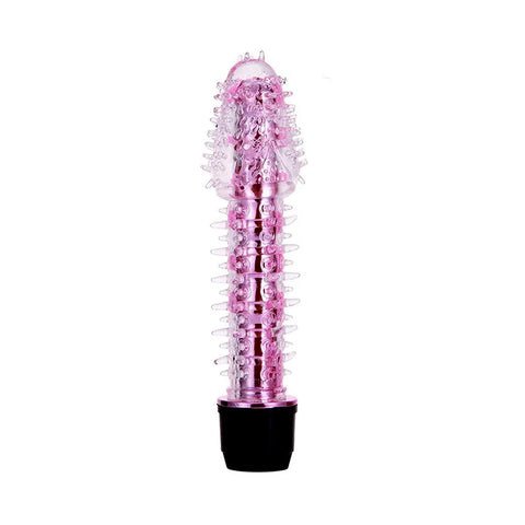 Tırtıklı Yüzeyli Şeffaf Mini Pilli Vibratör – Pembe