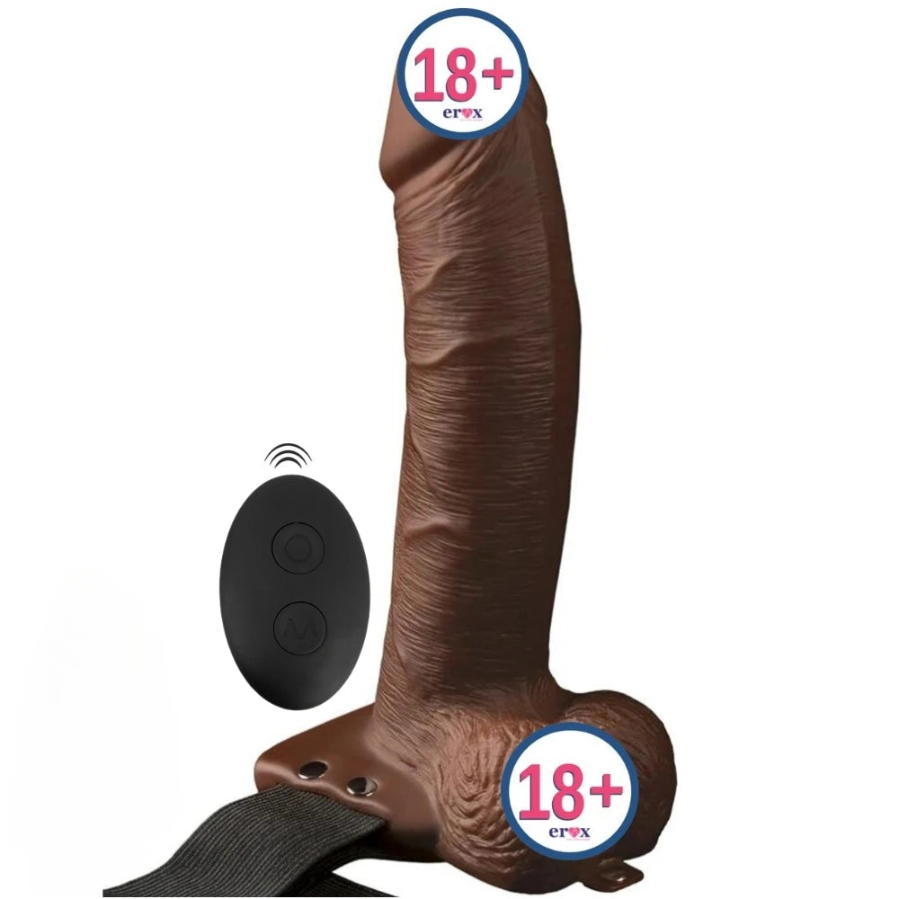 Titreşimli İçi Boş Strap-On Penis Kumandalı – 8 İnç