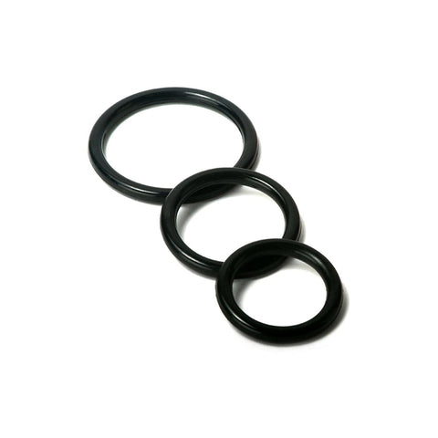 Titreşimli Penis Halkası 3'lü Set – Siyah, 3, 4 ve 5 cm