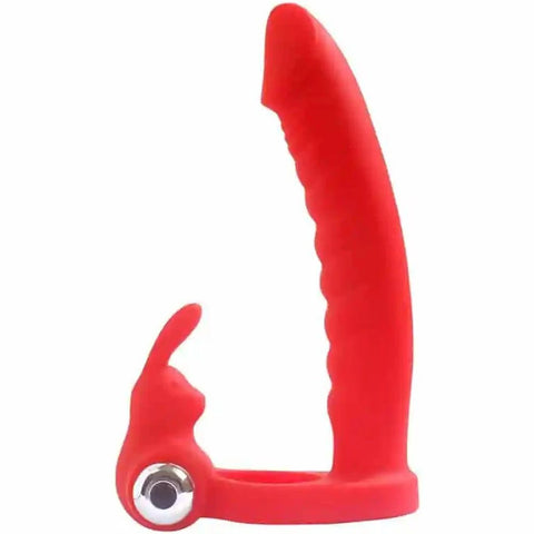 Trinity Titreşimli Çift Penetrasyon Penis Halkası – Kırmızı
