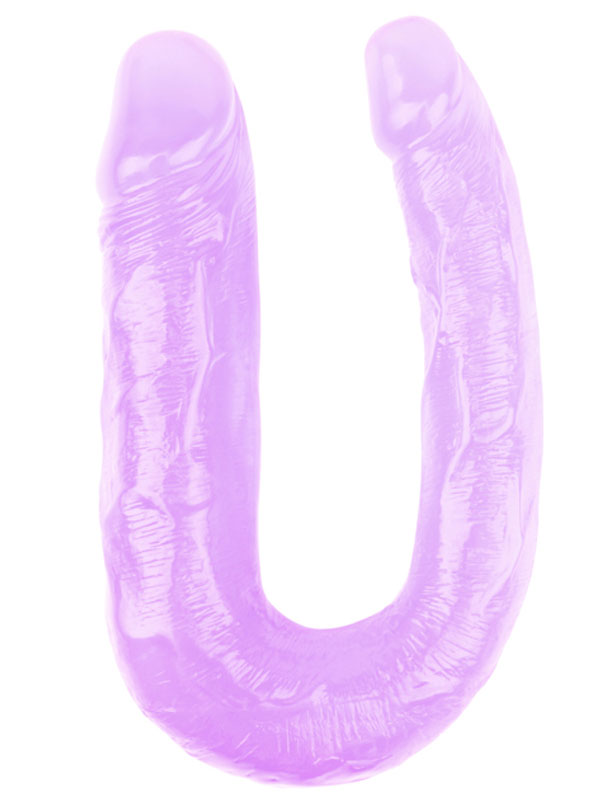 şeffaf jel çift taraflı eğik dildo 17 cm mor – görsel 1