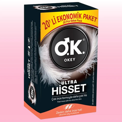 Ultra Hisset Ekstra İnce Kayganlaştırıcılı Prezervatif – 20'li