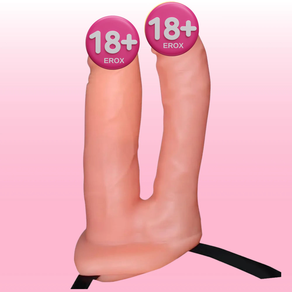 Unisex İçi Boş Alt Dildolu Çift Taraflı Belden Bağlamalı Penis