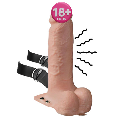USB Şarjlı 10 Modlu Titreşimli İçi Boş Strapon 18 cm