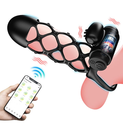 Uygulama Kontrollü Titreşimli Silikon Penis Kılıfı – USB Şarjlı