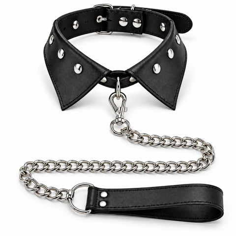 V Neck Collar Çekme Kayışlı PU Deri Tasma