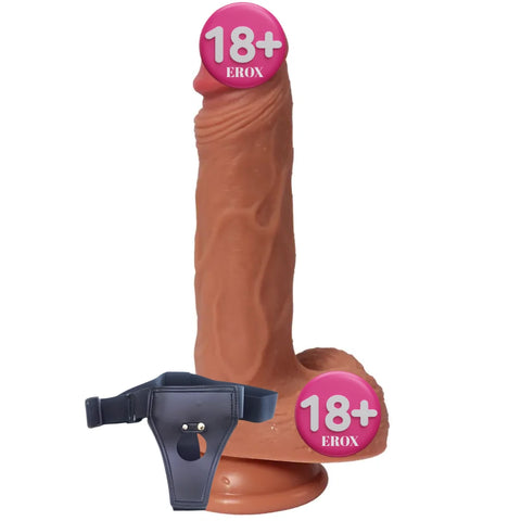 Victor Likit Silikon Titreşimsiz Strap-On Penis 20 cm